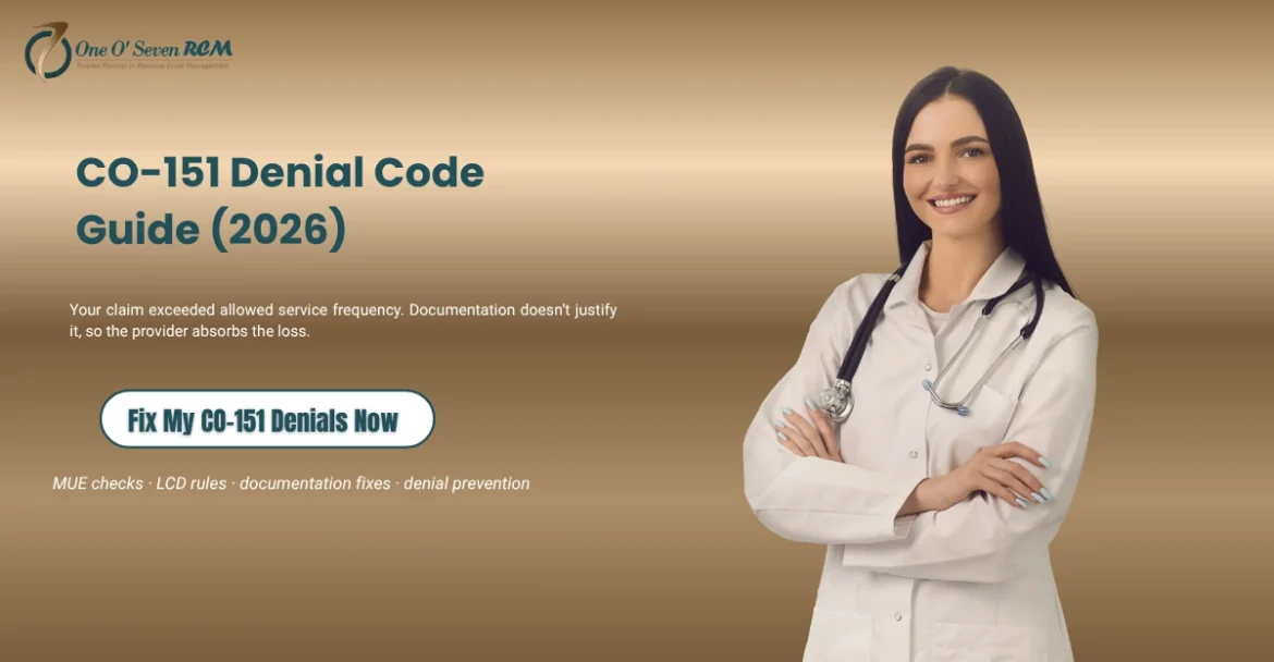 CO-151 denial code guide showing frequency-based claim denial and resolution overview