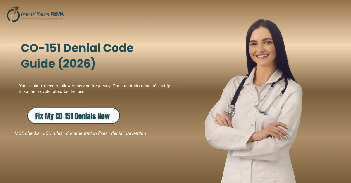 CO-151 denial code guide showing frequency-based claim denial and resolution overview
