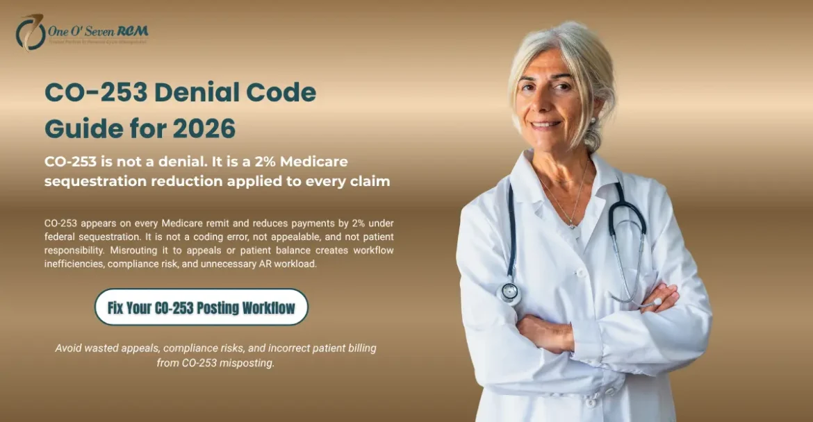 CO-253 denial code Medicare sequestration 2 percent reduction billing workflow and revenue cycle management 2026