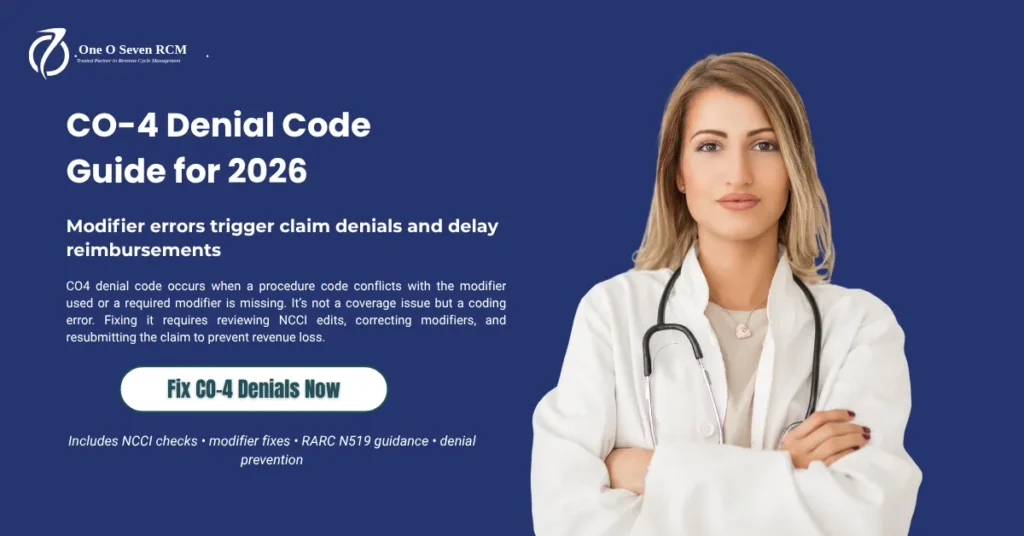 CO4 Denial Code: NCCI Modifier Conflicts, N519 Remark Code, and Specialty AR Workflows [2026]