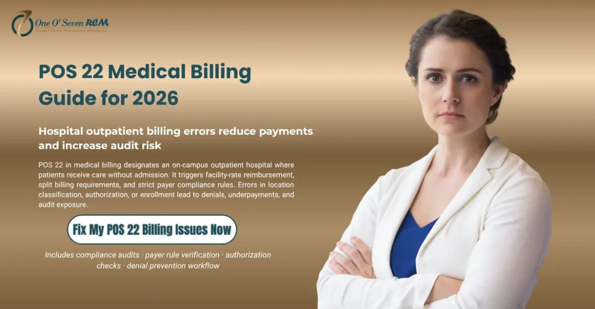 POS 22 medical billing guide showing hospital outpatient billing rules, compliance risks, and denial prevention strategies