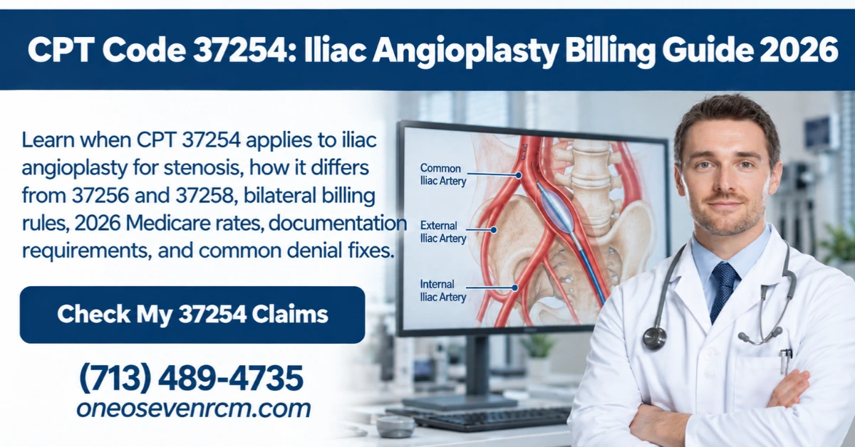 CPT Code 37254: Iliac Angioplasty Billing Guide (2026)